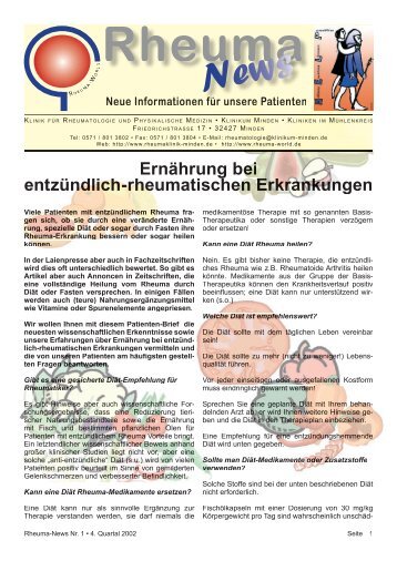 ErnÃ¤hrung bei entzÃ¼ndlich rheumatischen ... - in Rheuma-World