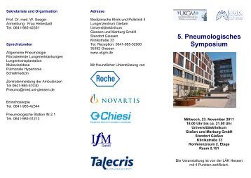 5. Pneumologisches Symposium - Universitätsklinikum Gießen