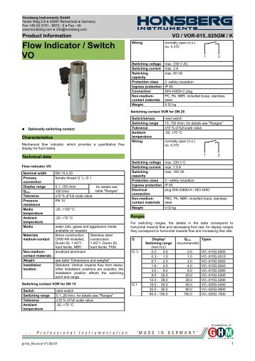 Download a datasheet on the VO Area Flow Meter here..