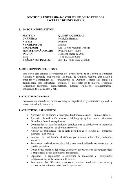 Quimica General - Pontificia Universidad CatÃ³lica del Ecuador