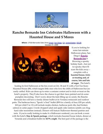 Rancho Bernardo Inn Celebrates Halloween with a Haunted House ...