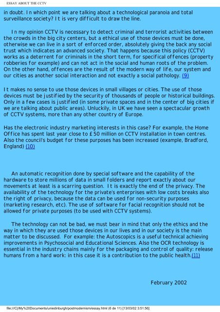 ESSAY ABOUT THE CCTV - gartagani