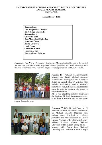 salvadoran physicians & medical students annual report ... - IPPNW