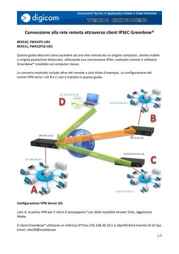 Connessione alla rete remota attraverso client IPSEC ... - Digicom