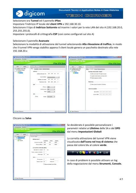 Connessione alla rete remota attraverso client IPSEC ... - Digicom