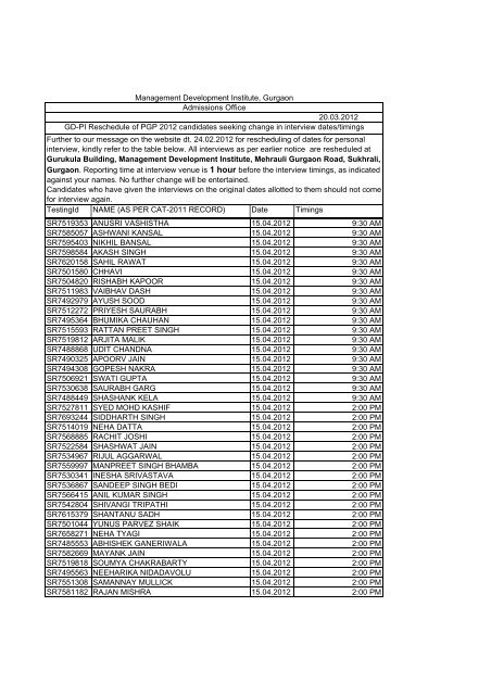 GD-PI reschedule 201.. - Management Development Institute