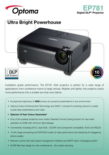 Download Optoma EP781 DLP Projector - D-o-s.co.uk