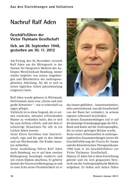 Ausgabe 01/2013 - Gemeinnützige Treuhandstelle Hamburg e.V.