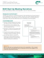 Shift Start Up Meeting Narratives - TBM Consulting Group