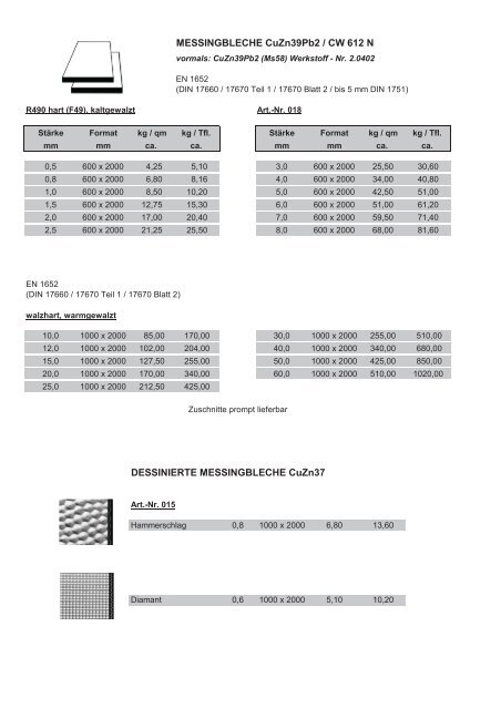 hier unsere Lagerliste Metallhalbzeuge als PDF ... - Ludwig Leiner KG