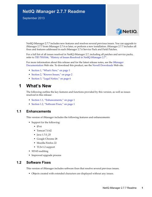 IManager 2.7.6 Readme - NetIQ