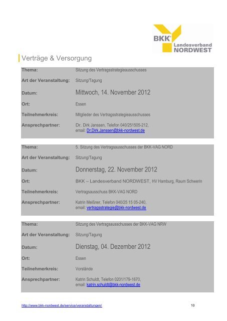 Seminare, Workshops - BKK-Landesverband NORDWEST