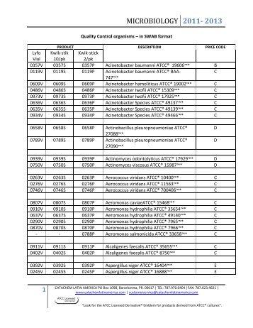 MICROBIOLOGY 2011- 2013 - Catachem Latin America