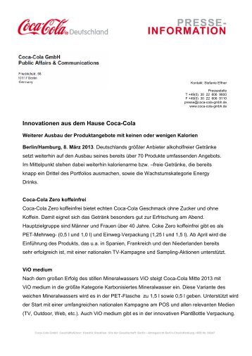 Pressemitteilung zum Download PDF 219.0 KB - Coca-Cola