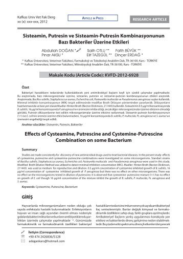 Effects of Cysteamine, Putrescine and Cystemine-Putrescine ...