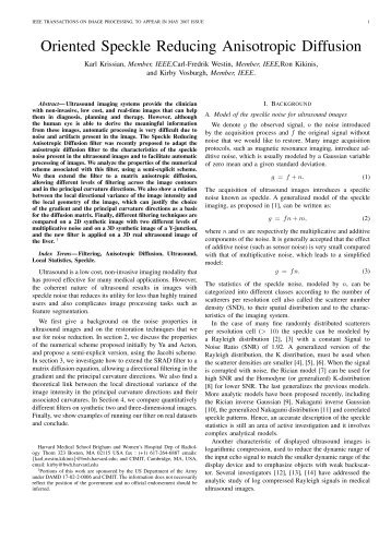 Oriented Speckle Reducing Anisotropic Diffusion - Laboratory of ...