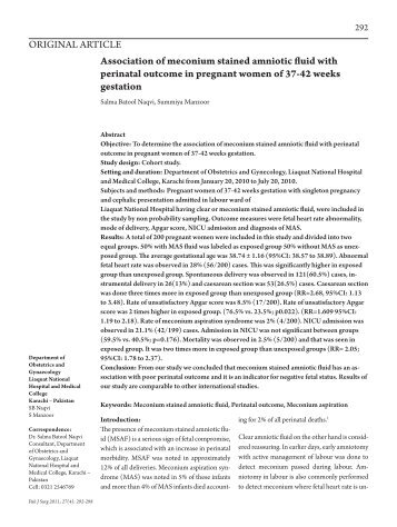 Association of meconium stained amniotic fluid with perinatal ...