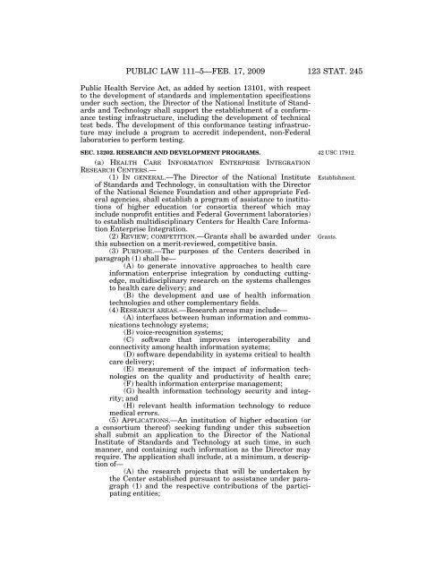 Public Law 111–5 111th Congress An Act - Loan Programs Office