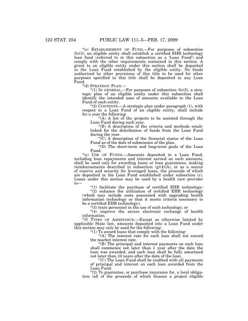 Public Law 111–5 111th Congress An Act - Loan Programs Office