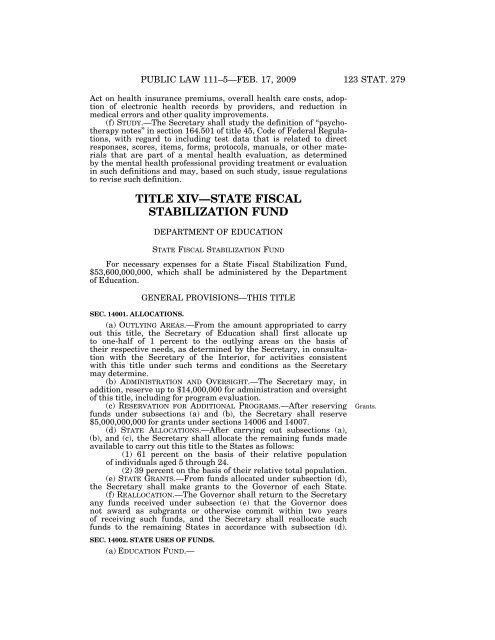 Public Law 111–5 111th Congress An Act - Loan Programs Office