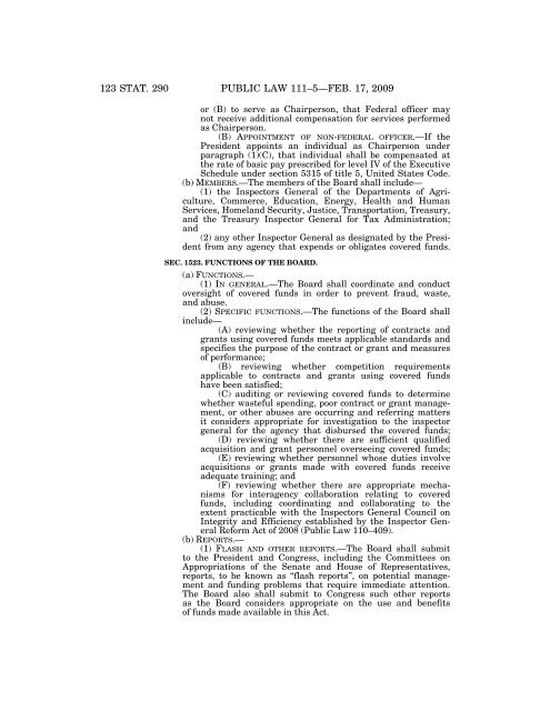 Public Law 111–5 111th Congress An Act - Loan Programs Office