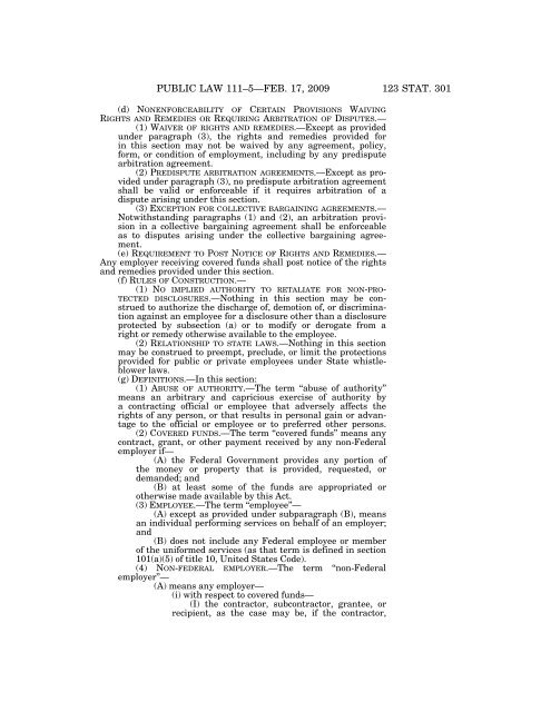 Public Law 111–5 111th Congress An Act - Loan Programs Office