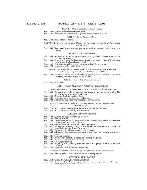 Public Law 111–5 111th Congress An Act - Loan Programs Office