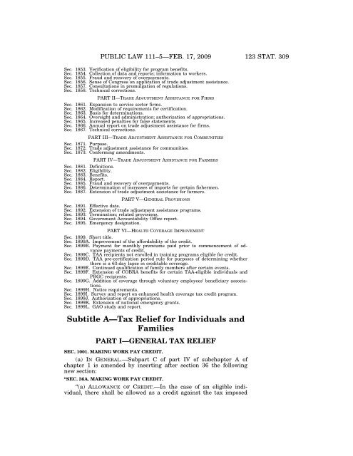 Public Law 111–5 111th Congress An Act - Loan Programs Office