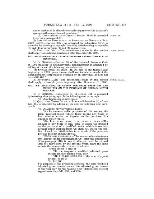 Public Law 111–5 111th Congress An Act - Loan Programs Office