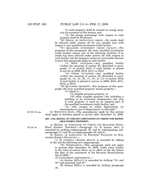 Public Law 111–5 111th Congress An Act - Loan Programs Office