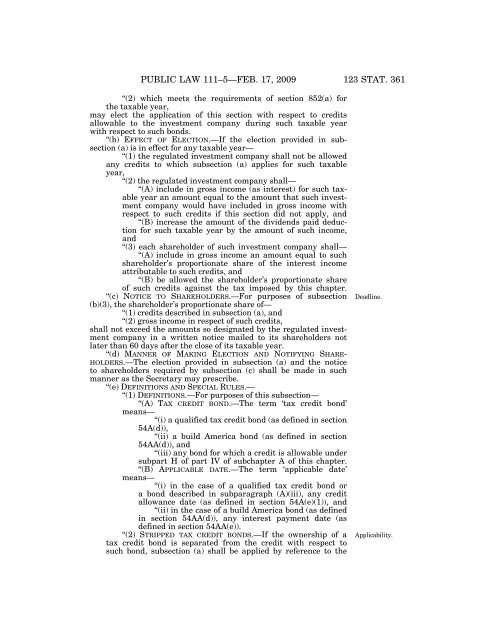 Public Law 111–5 111th Congress An Act - Loan Programs Office