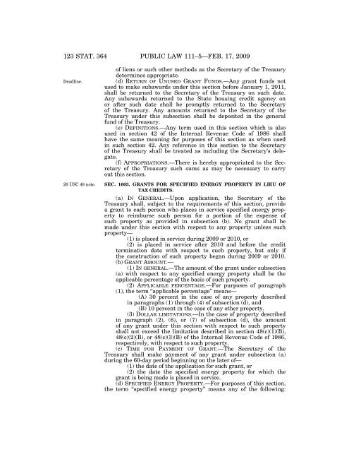 Public Law 111–5 111th Congress An Act - Loan Programs Office