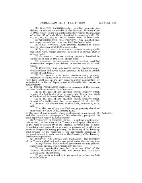 Public Law 111–5 111th Congress An Act - Loan Programs Office