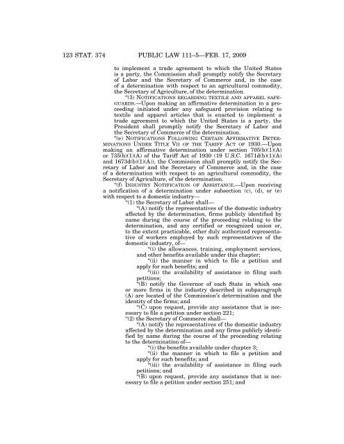 Public Law 111–5 111th Congress An Act - Loan Programs Office