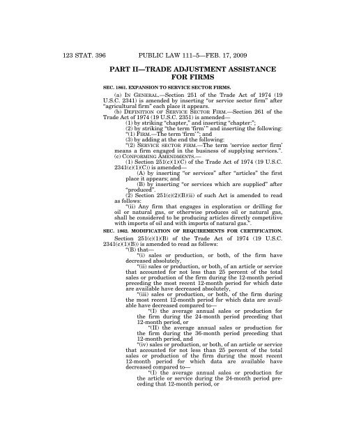 Public Law 111–5 111th Congress An Act - Loan Programs Office