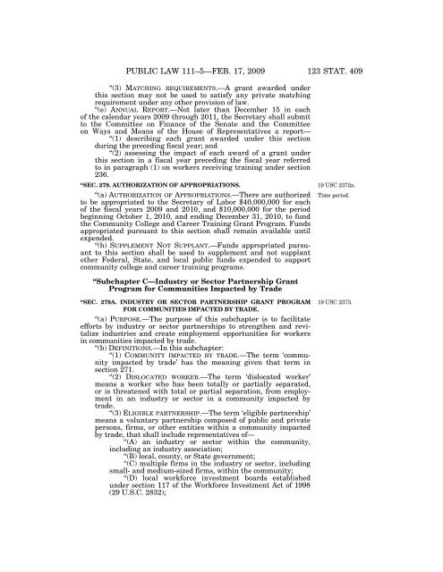 Public Law 111–5 111th Congress An Act - Loan Programs Office