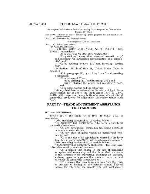 Public Law 111–5 111th Congress An Act - Loan Programs Office