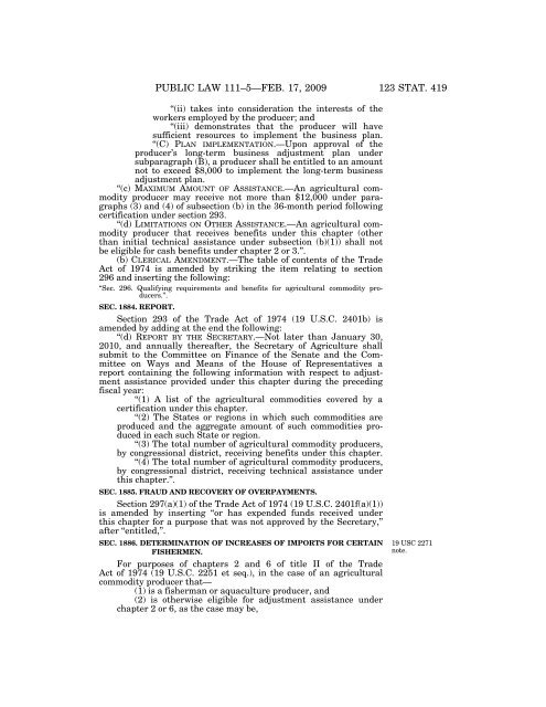 Public Law 111–5 111th Congress An Act - Loan Programs Office