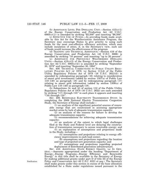 Public Law 111–5 111th Congress An Act - Loan Programs Office