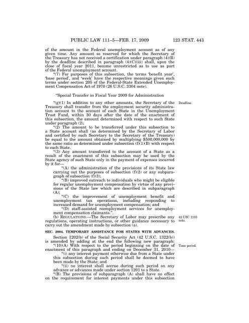 Public Law 111–5 111th Congress An Act - Loan Programs Office