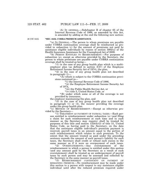 Public Law 111–5 111th Congress An Act - Loan Programs Office