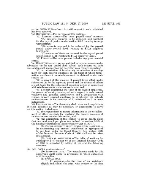 Public Law 111–5 111th Congress An Act - Loan Programs Office