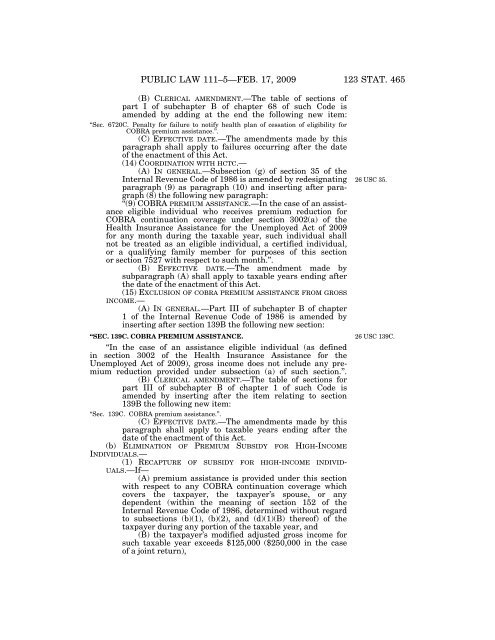 Public Law 111–5 111th Congress An Act - Loan Programs Office