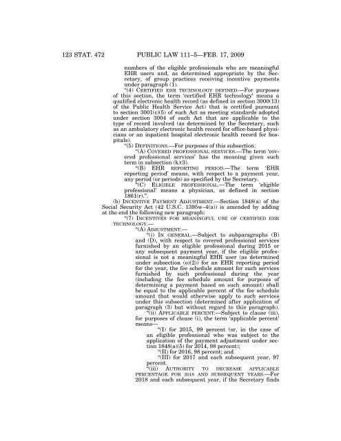 Public Law 111–5 111th Congress An Act - Loan Programs Office