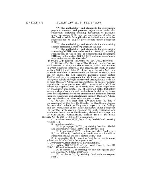 Public Law 111–5 111th Congress An Act - Loan Programs Office