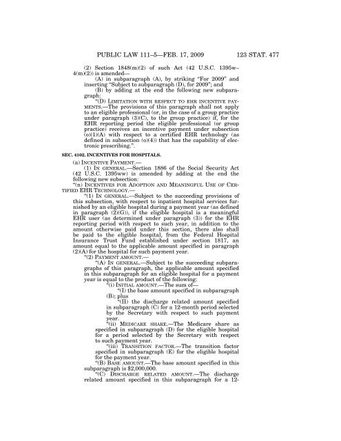 Public Law 111–5 111th Congress An Act - Loan Programs Office