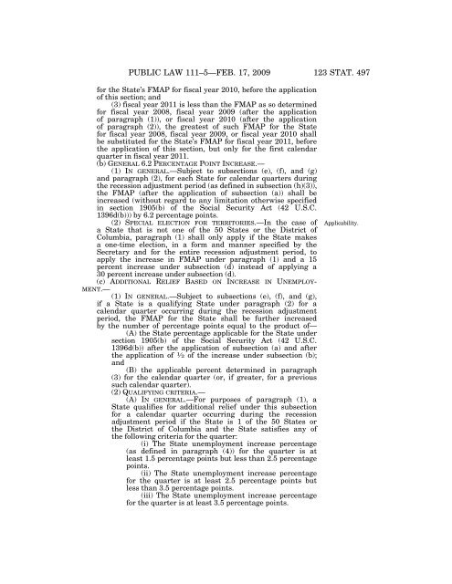 Public Law 111–5 111th Congress An Act - Loan Programs Office