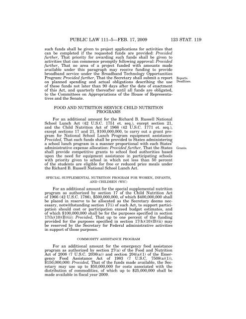 Public Law 111–5 111th Congress An Act - Loan Programs Office