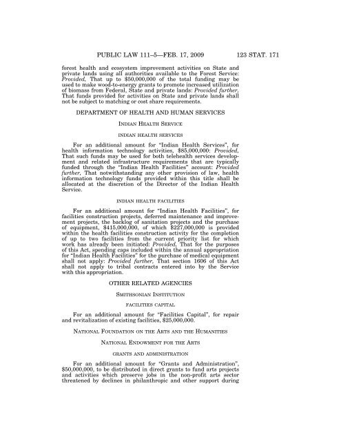 Public Law 111–5 111th Congress An Act - Loan Programs Office