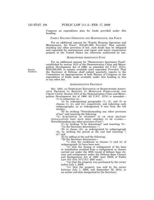 Public Law 111–5 111th Congress An Act - Loan Programs Office